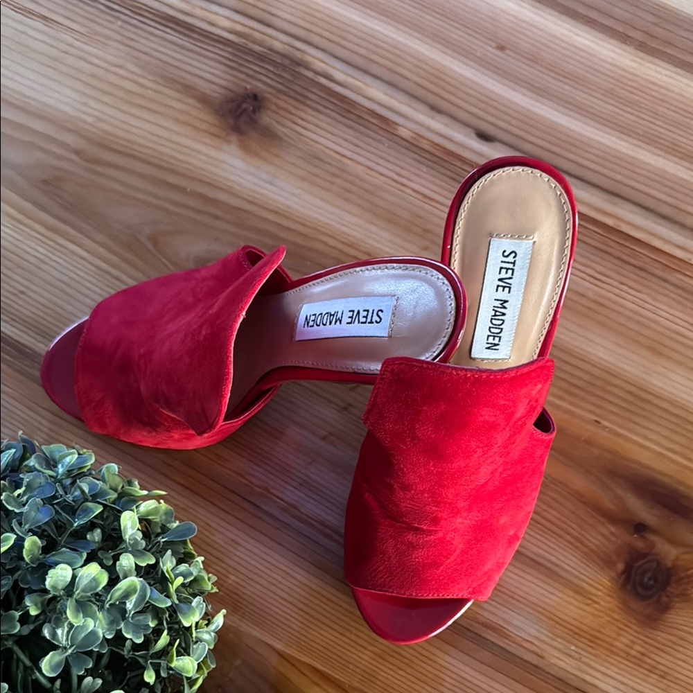 Steve Madden Red Mules Vibrant Suede Clogs